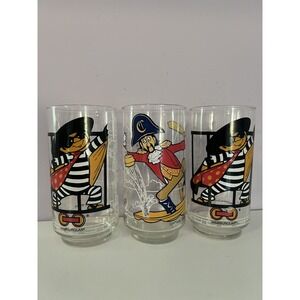 Vintage McDonald's Drinking Glasses 1977 2 Hamburglar And 1 Captain Crook